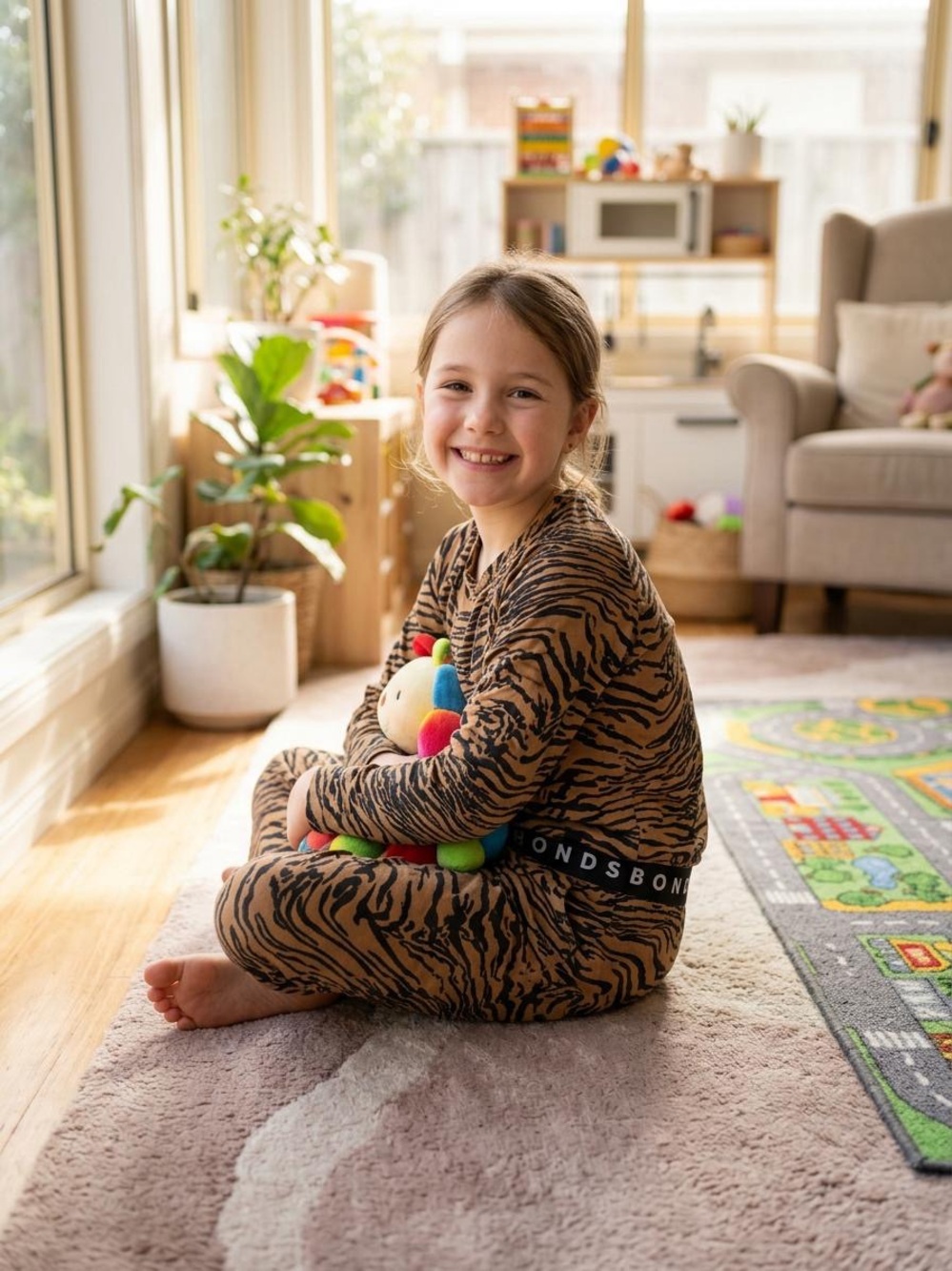 Bonds Tiger-Stripe Pajama Set in Brown & Black